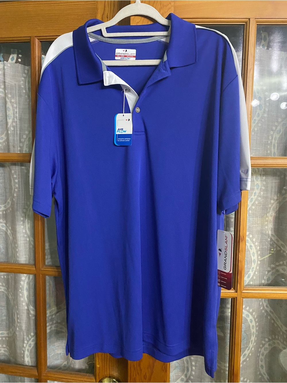 NWT Grand Slam Royal Blue Polo with White Shoulder Accents 2XL